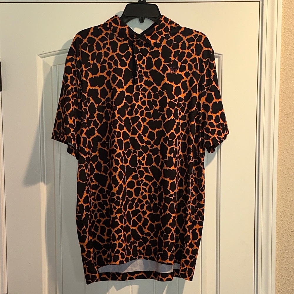 Men's Good Good Short-Sleeve Giraffe Print Shirt - Black & Orange